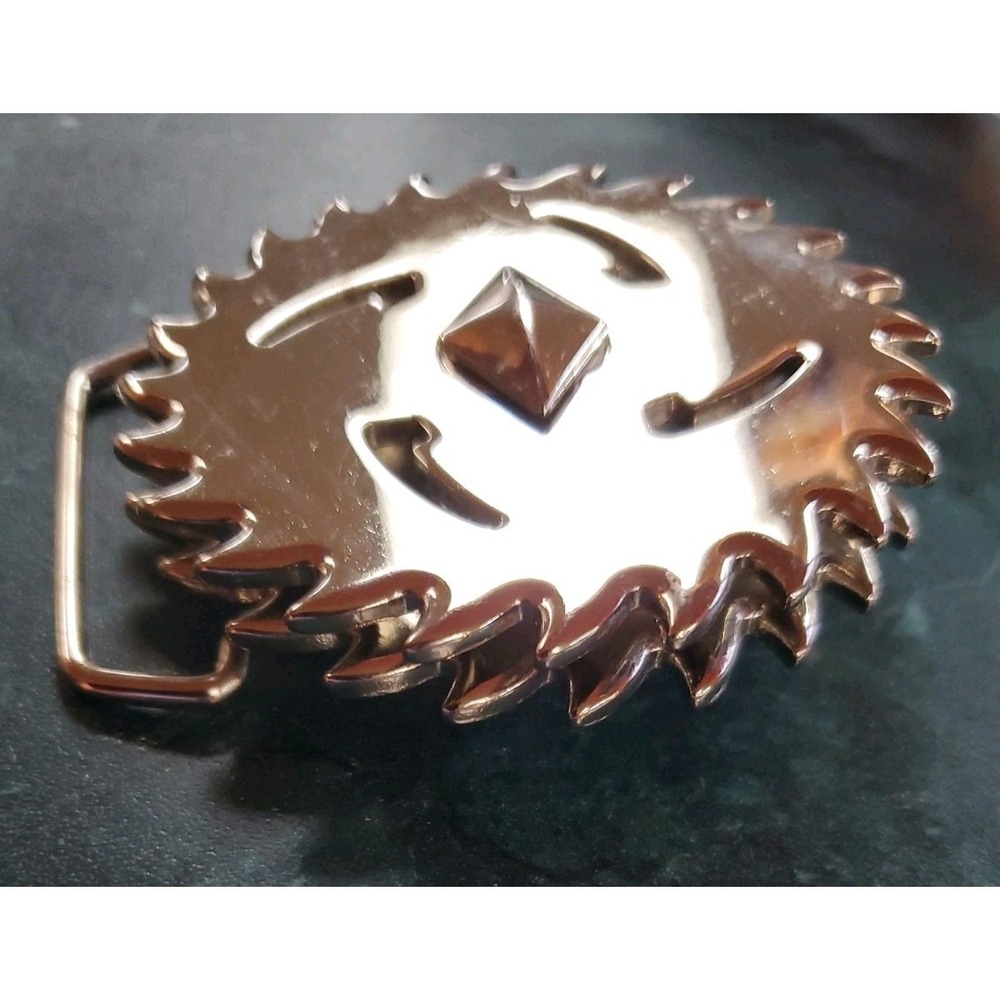 Belt‎ Buckle Spinning Circular Saw Blade Vintage 1990's Construction Carpentry
